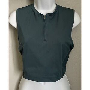 Nike Nike Pro Dri-FIT Cropped 1/2 Zip Sports Bra Tank Top Teal Womens Size XXL